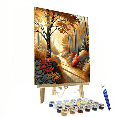 Golden Autumn Path Paint By Numbers Art