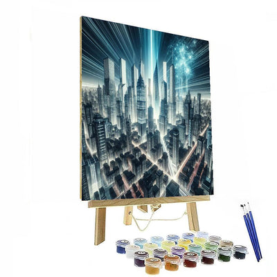 Futuristic City Skyline Paint By Color