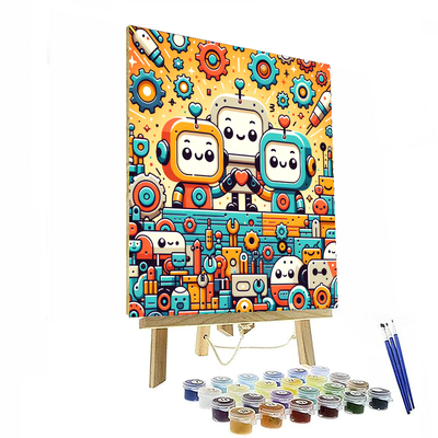 Whimsical Robot Workshop Numbered Painting Kits