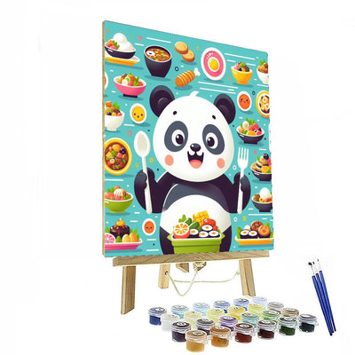 Panda's Culinary Quest Paint By Numbers Art