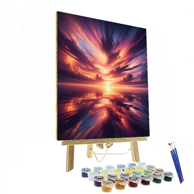 Vibrant Sunset Over The Ocean Numbered Painting Kits