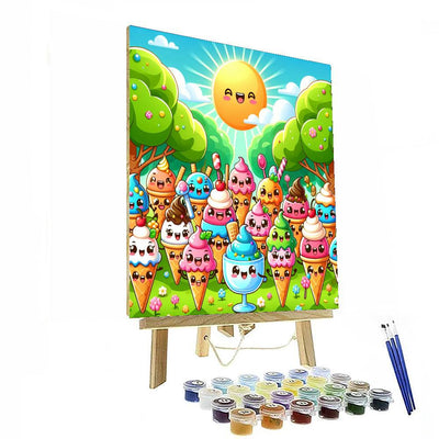 Whimsical Ice Cream Party Paint By Numbers Art