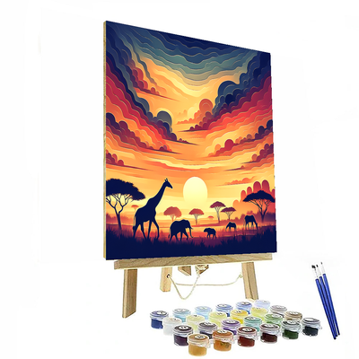 Safari Adventure At Dusk Painting Number Kit