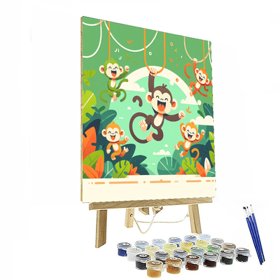 Joyful Jungle With Playful Monkeys Numbered Painting Kits