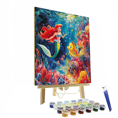 Ariel And Flounder's Underwater Adventure - Disney Inspired Number Painting