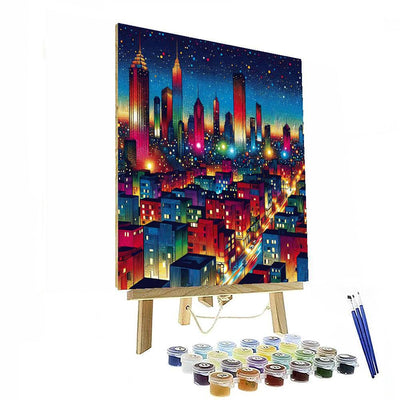 Vibrant City Life Mosaic Painting By Numbers Kit