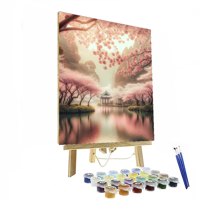 Serene Cherry Blossom Garden Paint By Color