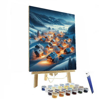 Peaceful Snowy Village Paint By Number