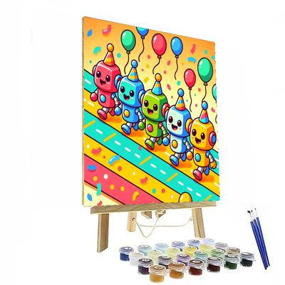 Cheerful Robot Parade Paint By Numbers Kits