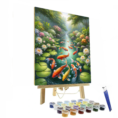 Colorful Koi Pond Numbered Painting Kits