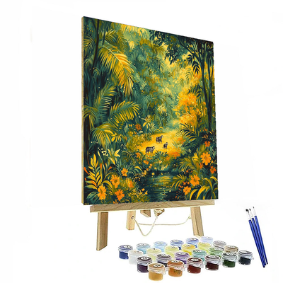 Henri Rousseau Inspired Joyful Wildlife Encounter  Paint By Numbers Kits