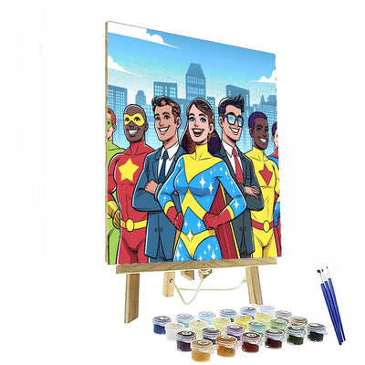 Dashing Superheroes Paint By Numbers