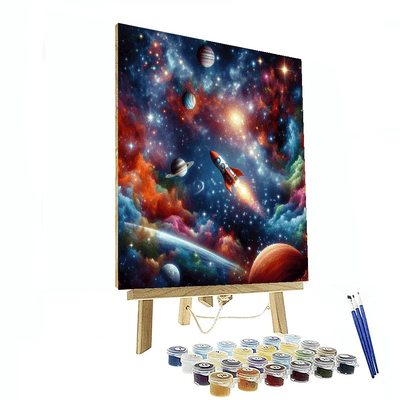 Cosmic Rocket Adventure Number Painting