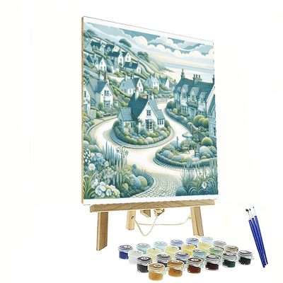 Quaint Coastal Village Number Painting