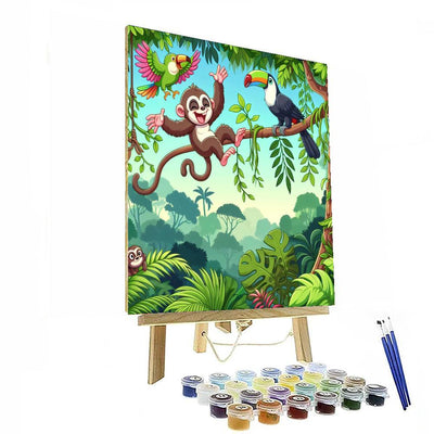 Rainforest Adventure With Friendly Critters Painting By Numbers Kit