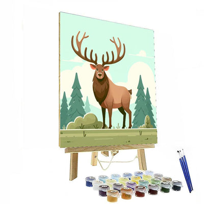 Enthusiastic Elk Painting By Numbers Kit