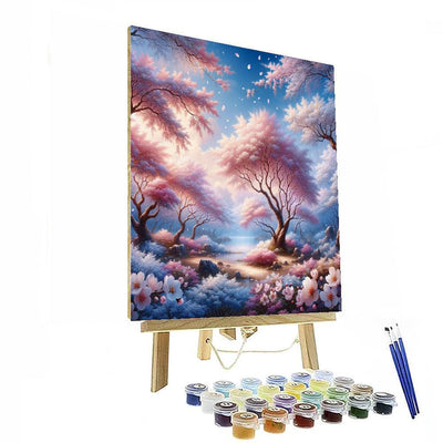 Tranquil Cherry Blossom Grove Painting Number Kit