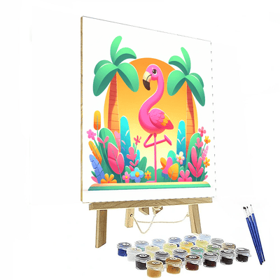 Fluffy Flamingo Painting By Numbers Kit