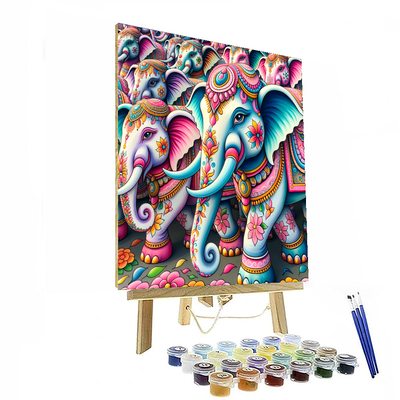 Joyful Elephant Parade Numbered Painting Kits