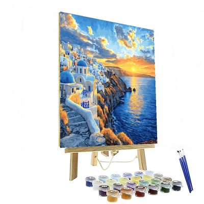 Santorini's Caldera View Paint By Numbers Kits