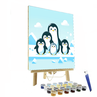 Friendly Penguin Family Paint By Numbers Art