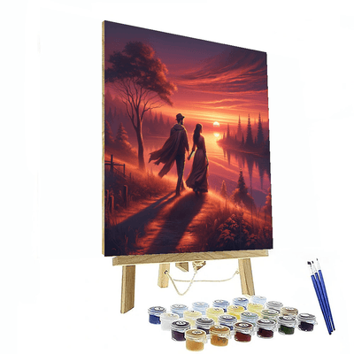 Romantic Sunset Stroll Paint By Numbers Art