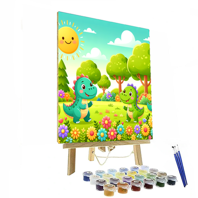 Cheerful Dinosaurs In The Park Paint By Numbers Kits