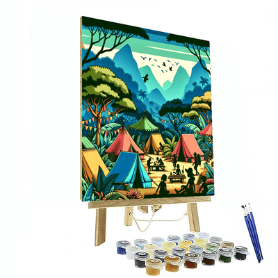 Explorer’s Jungle Camp Paint By Numbers Art