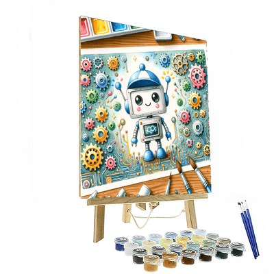 Cute Little Robot Painting Number Kit