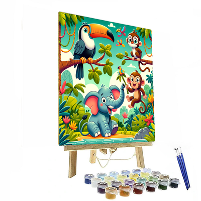 Funky Jungle Animals Painting By Numbers Kit