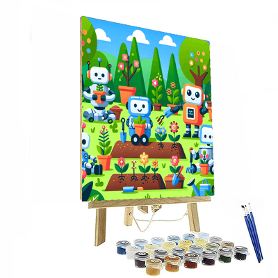 Robot Helpers In The Garden Numbered Painting Kits