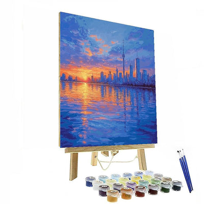 Claude Monet Inspired City Reflections At Dusk  Numbered Painting Kits