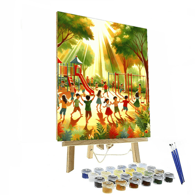 Joyous Children At Play Painting By Numbers Kit