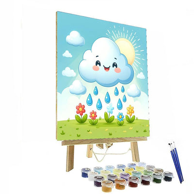 Whimsical Cloud With Raindrops Paint By Color