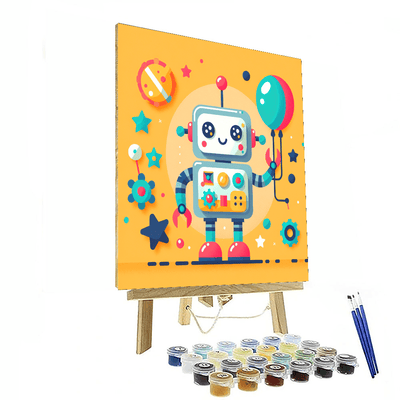 Whimsical Robot Number Painting