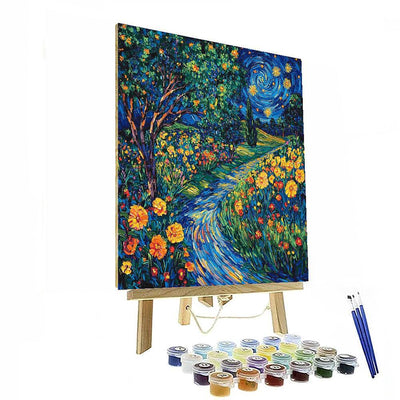 Vincent Van Gogh Inspired Enchanted Garden Under A Starry Night  Paint By Numbers