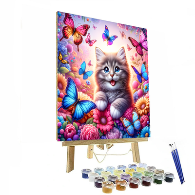 Whimsical Cat Adventure Number Painting