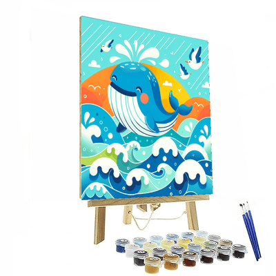 Whimsical Whale Waves DIY Paint By Numbers