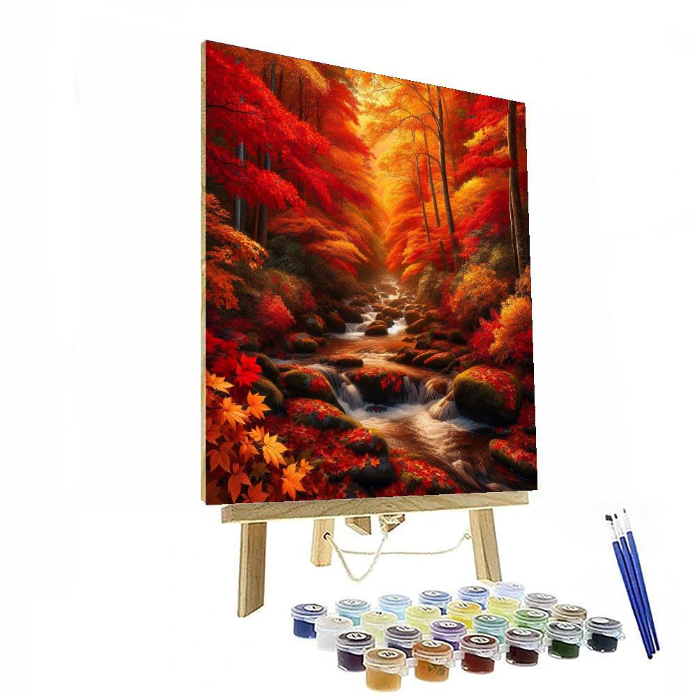 Bubbling Autumn Brook - Diy Painting By Numbers Kit 