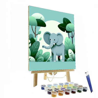 Gentle Jungle Elephant Number Painting