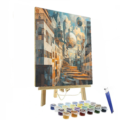 René Magritte Inspired Dreamscape Metropolis  Painting By Numbers Kit