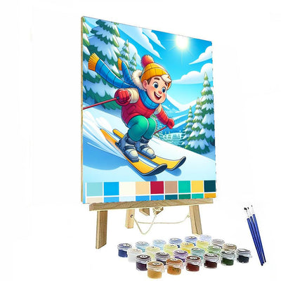 Winter Ski Adventure Paint By Numbers Art