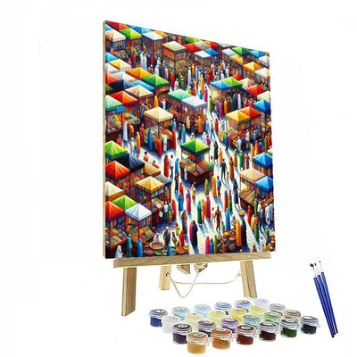 Vibrant Marketplace Scene Paint By Numbers