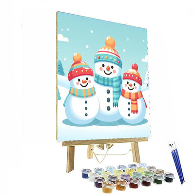 Happy Snowmen Family DIY Paint By Numbers