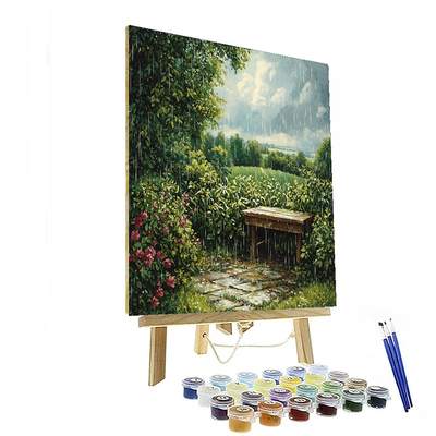 John Constable Inspired Garden Under Rain  Paint By Color