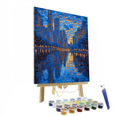 Edward Hopper Inspired Luminous City Reflections  Paint By Numbers Kits