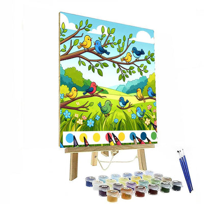 Chirpy Songbird Meadow Paint By Color