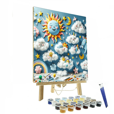 Whimsical Cloudland Adventure Painting Number Kit