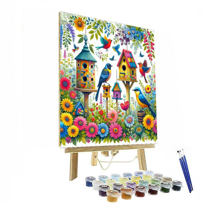 Charming Birdhouse Garden Numbered Painting Kits