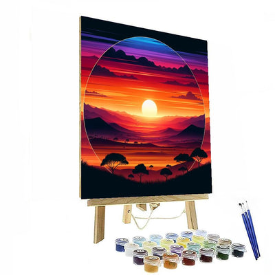 Vibrant Sunset Over The Plains Paint By Numbers Kits